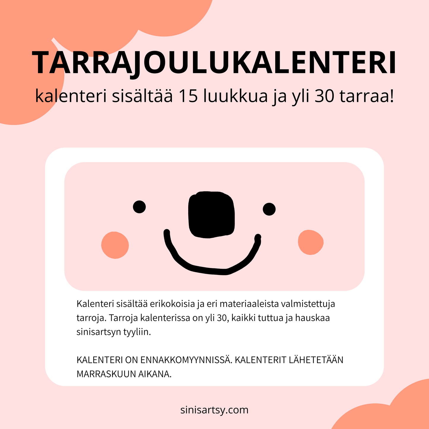 sinisartsy tarrajoulukalenteri 2026!