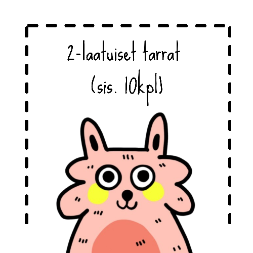 Kuvassa on sinisartsyn logo ja siinä lukee: "2-laatuiset tarrat (sis. 10kpl)